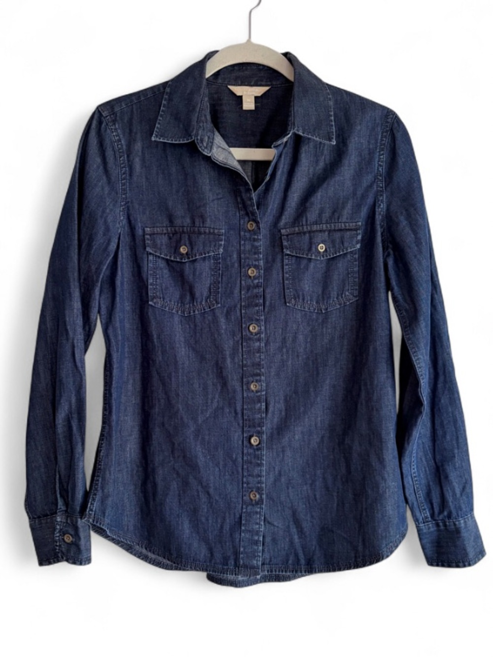Banana Republic Cotton Linen Blend Denim Chambray Button Down Shirt Size M